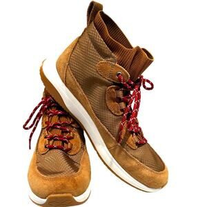 Nurture Response Elias Mixed Platform Hightop Sneakers Tan Beet Women's Size 8